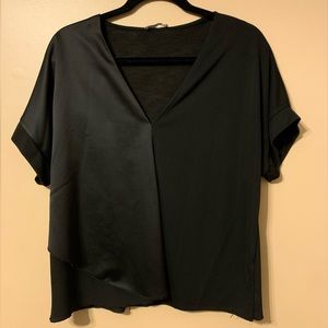 Silky Black Vneck Top